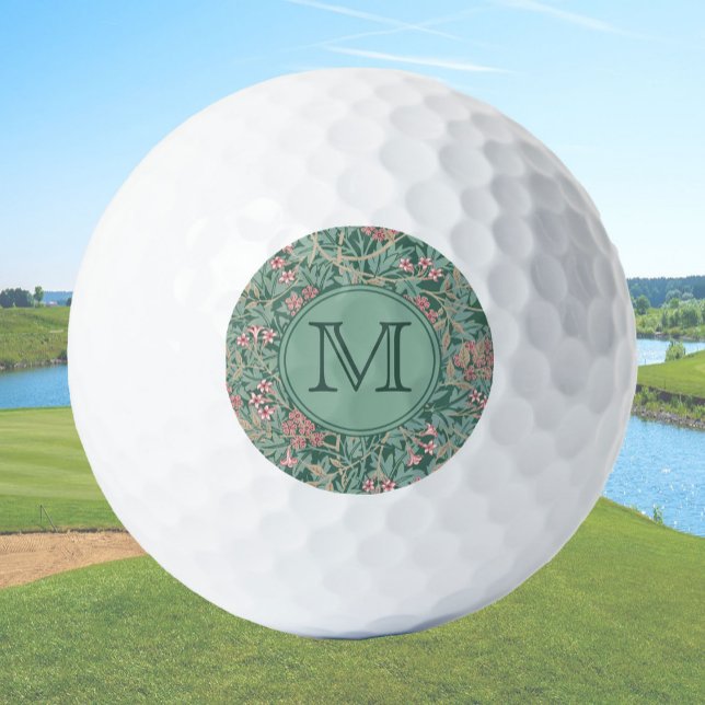 Balles De Golf Green Floral William Morris Custom Initial Ladies (Créateur téléchargé)