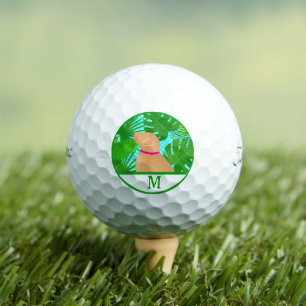 Balles De Golf Green Tropical Island Yellow Dog Golf Ball