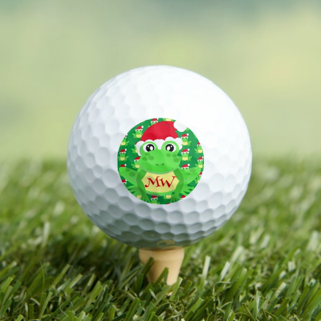 Balles De Golf Grenouille de Noël Santa Hat Motif Vert Nouveauté (T-shirt Insitu)