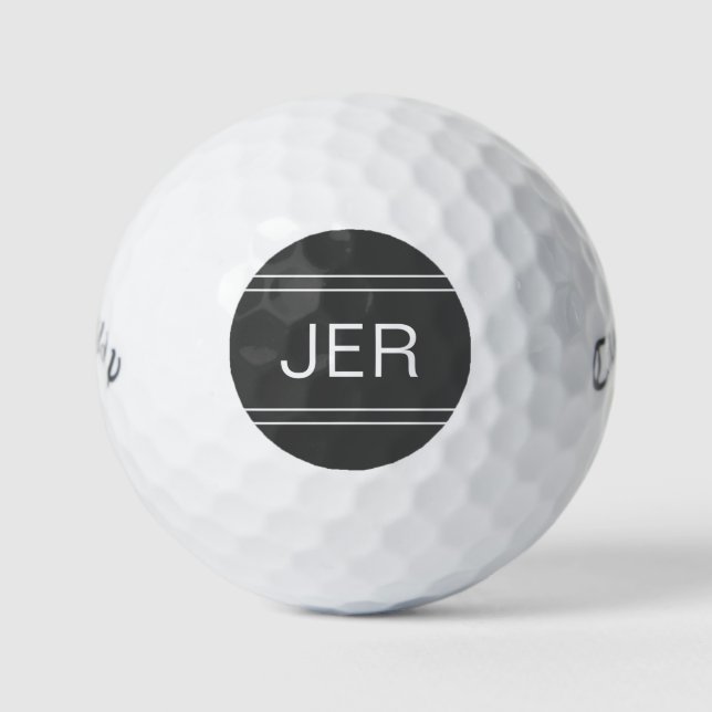 Balles De Golf Gris foncé avec monogramme initial personnalisé po (Devant)