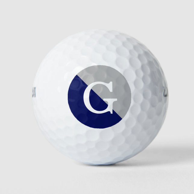 Balles De Golf Gris Marine bleu 2 tonique Diagramme initial Monog (Devant)