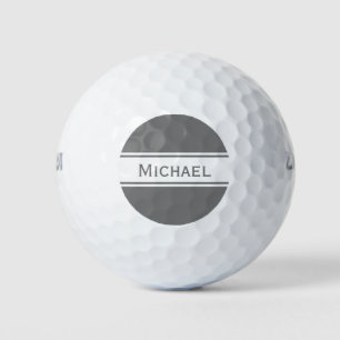 Balles De Golf Gris massif Gris blanc rayures Nom Monogramme