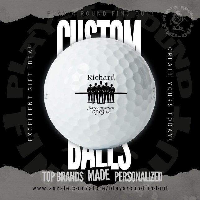 Balles De Golf Groomsman Bachelor Party Silhouette Name Date (Custom Wedding Party Golf Balls. Personalized groomsman gifts from PlayARoundFindOut.)
