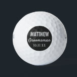 Balles De Golf Groomsmen Typographie moderne Mariage Faveur<br><div class="desc">Pour le marié qui aime le golf ! Ces balles de golf sont la faveur ou le cadeau parfait pour les golfeurs de votre mariage, que ce soit pour votre baccalauréat ou pour votre jour de mariage. Personnalisez chaque balle de golf avec le nom de chaque groomsman et la date...</div>