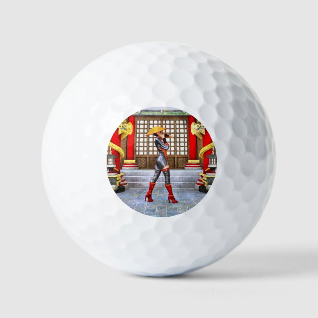 Balles De Golf Guerrière asiatique Fantasy Illustration de Samour (Recto)