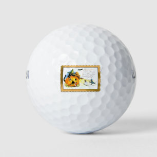 Balles De Golf Halloween Kitty assis à Jack-o'-lantern