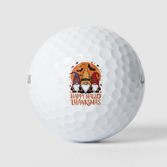 Balles De Golf Halloween Noël Joyeux HalloMerciMas Gnomes (Devant)
