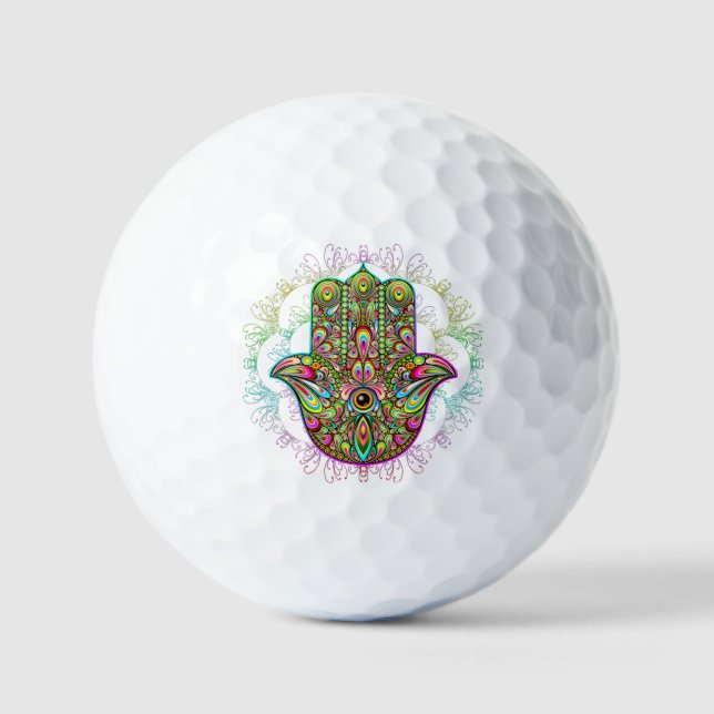 Balles De Golf Hamsa Fatma Main Psychedelic Art (Recto)