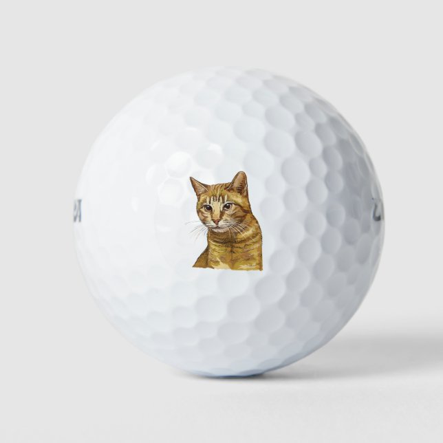 Balles De Golf Hand drawing funny red tabby cat (Devant)