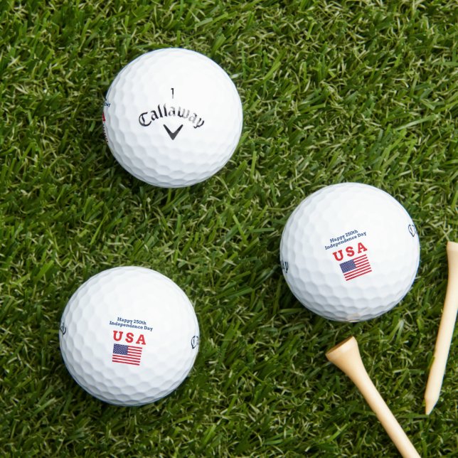 Balles De Golf 'Happy 250th Independence Day USA' Milestone (Herbe in situ)
