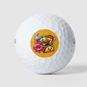 Balles De Golf Happy Fast Food Characters Art for