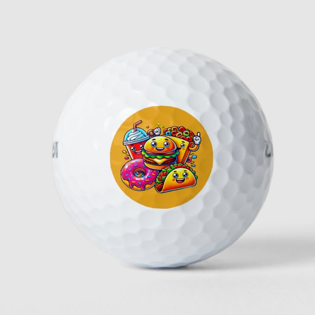 Balles De Golf Happy Fast Food Characters Art for (Devant)
