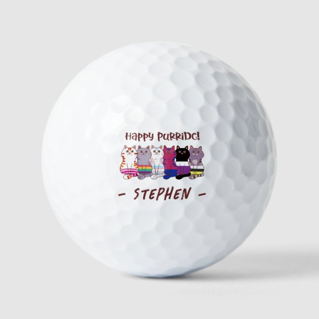 Balles De Golf Happy Purride - LGBTQ Pride Cats (Recto)