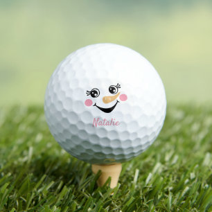 Balles De Golf Happy Snowman visage Nom personnalisé