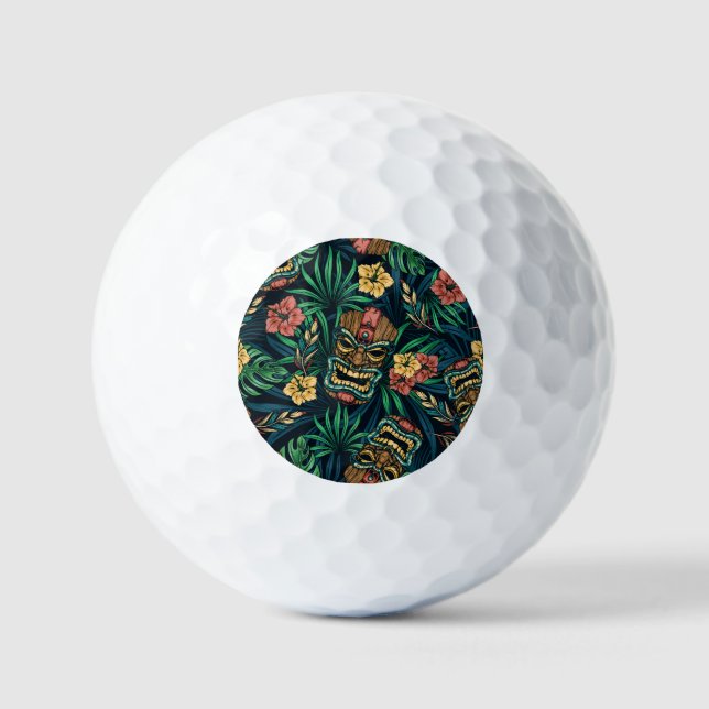Balles De Golf Hawaï Tiki Masque Motif tropical (Recto)