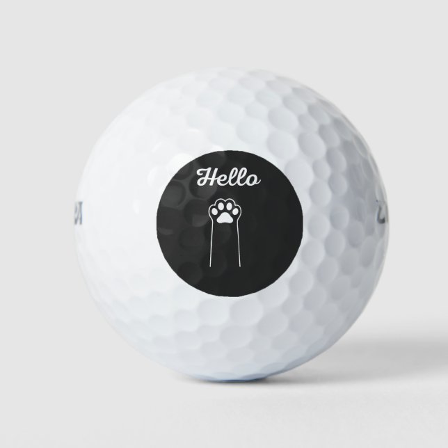 Balles De Golf Hello Cat Wave Cute Cartoon Design (Devant)