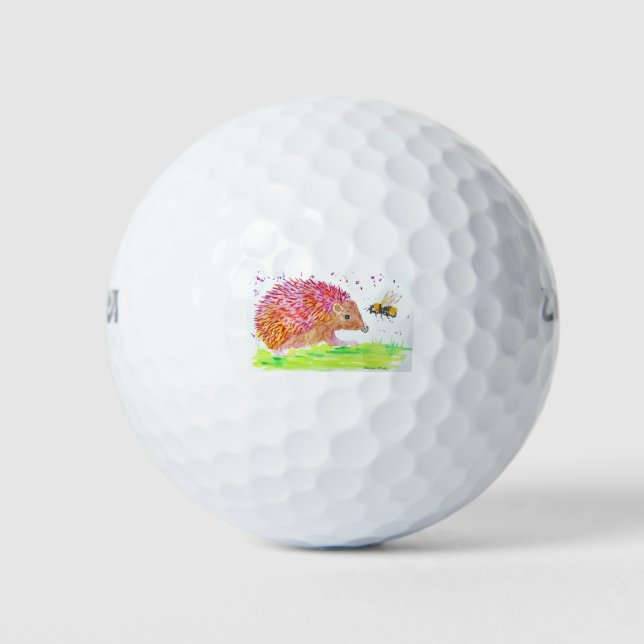 Balles De Golf Hérisson rose mignon et une abeille (Devant)