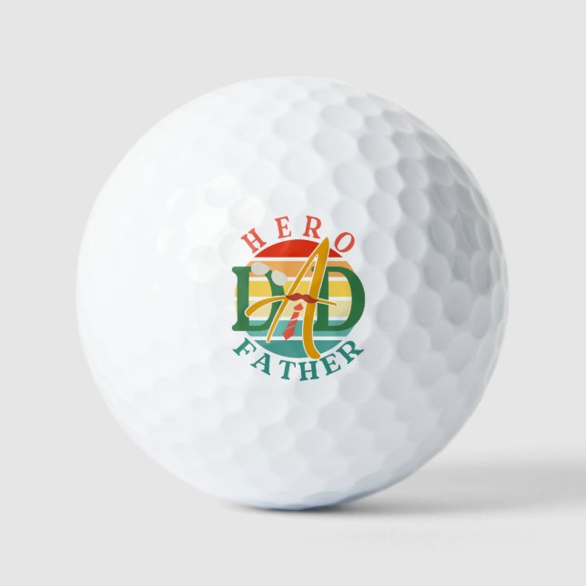 Balles De Golf Hero Papa Fath Sunset Cravate, Moustache & Lunette (Recto)