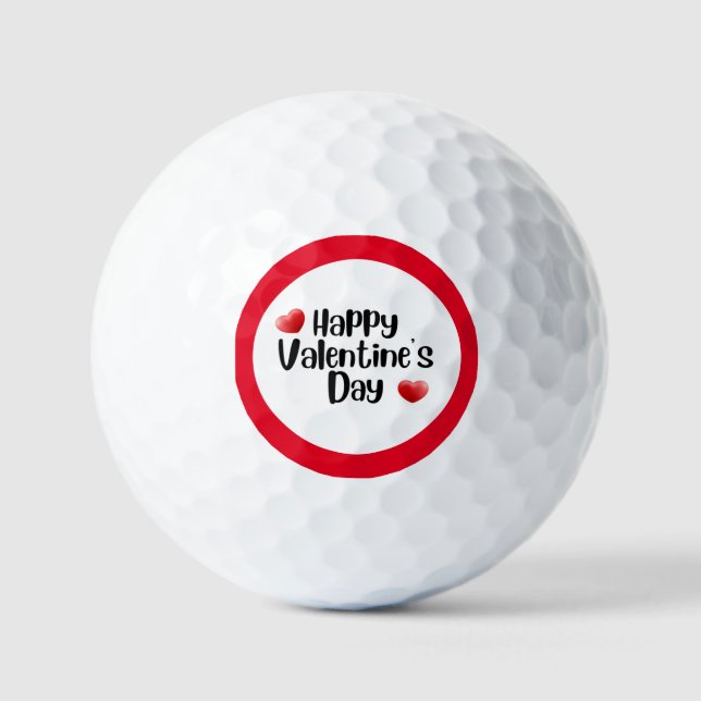 Balles De Golf Heureuse Sainte-Valentin avec amour coeur rouge (Recto)
