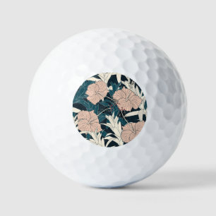 Balles De Golf Hibiscus rose tropical, arrière - plan sombre