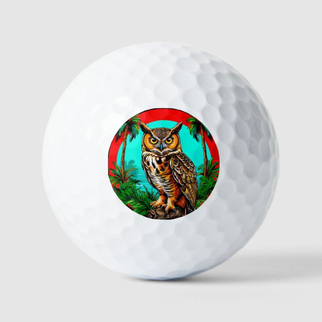 Balles De Golf Hibou perché sur un rocher (Recto)