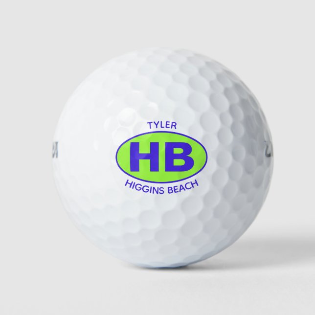 Balles De Golf Higgins Beach Oval Blue Green Personnalisé (Devant)