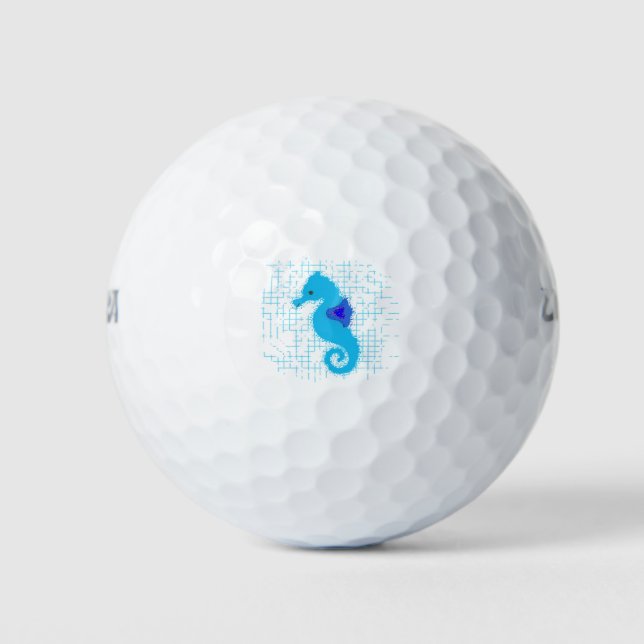 Balles De Golf Hippocampe bleu sur fond en détresse (Devant)