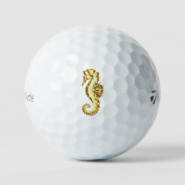 Balles De Golf Hippocampe Polygonal Or (Recto)