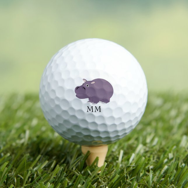 Balles De Golf Hippopotame Dessin Monogrammé (T-shirt Insitu)