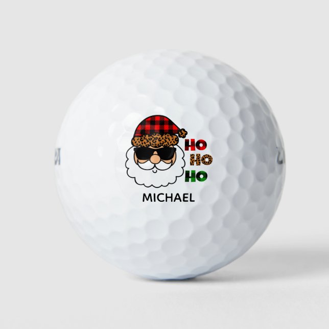 Balles De Golf Ho Ho Ho Plaid Cool Père Noël Noël personnalisé (Devant)