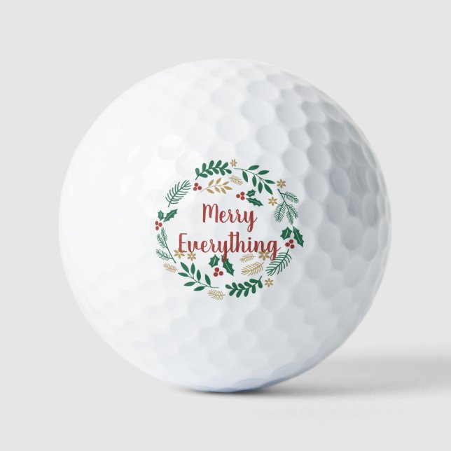 Balles De Golf Holly Berry Pine Wreath Joyeux Tout Vacances (Recto)