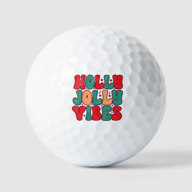 Balles De Golf Holly Jolly Vibes Retro Vacances de Noël Super (Recto)