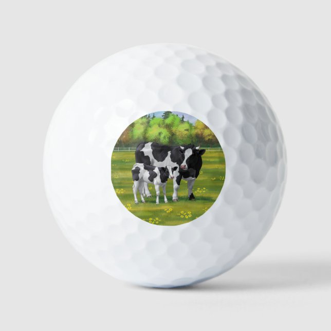 Balles De Golf Holstein Cow & Cute Calf Golf Balls (Recto)