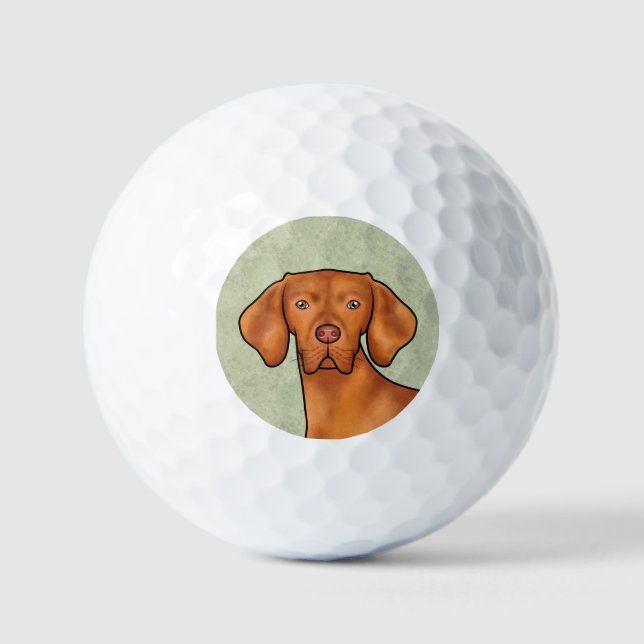 Balles De Golf Hongrois Vizsla Caricature Pointeur Chien vert têt (Recto)