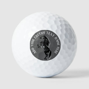 Balles De Golf Horloge noire et timbres en texte personnalisé Bou