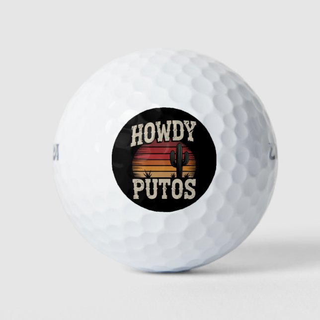 Balles De Golf Howdy Putos Funny Cactus Retro Vintage (Devant)