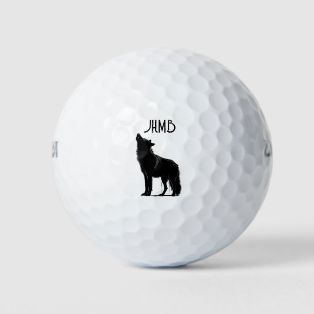 Balles De Golf Howling wolf  Animal logo Monogram Art (Devant)