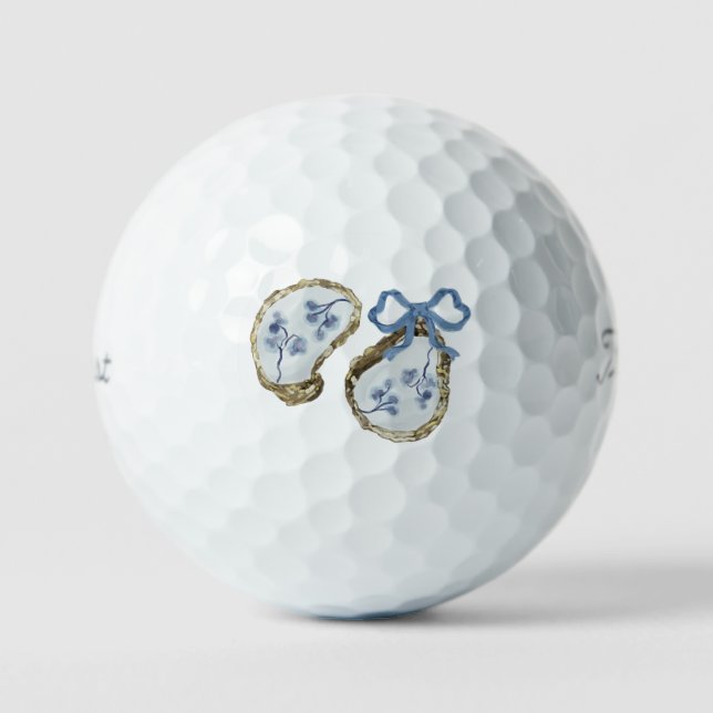 Balles De Golf Huîtres avec nœud bleu (Recto)