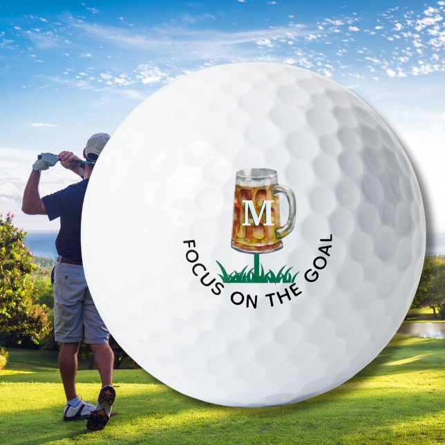Balles De Golf Humour Tasse de bière 19e Tee Monogramme (Créateur téléchargé)