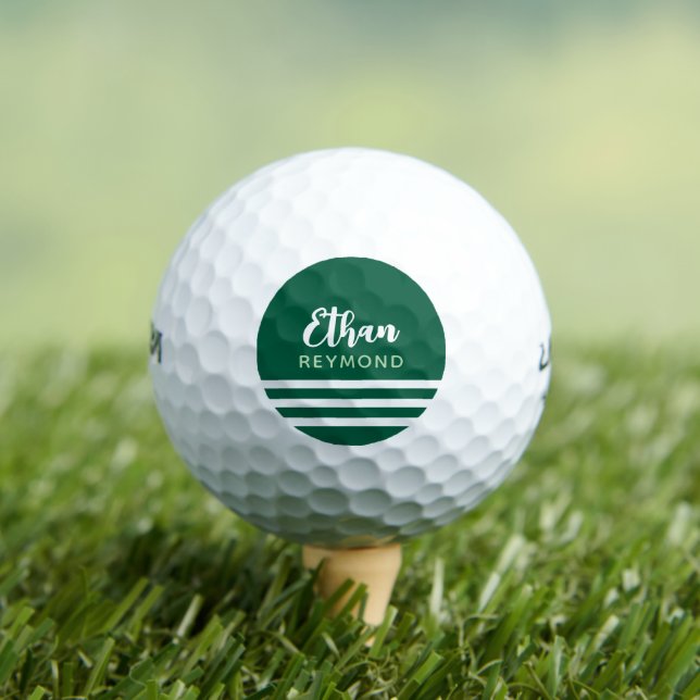 Balles De Golf Hunter-Green Golfer Nom avec 3 bandes (T-shirt Insitu)