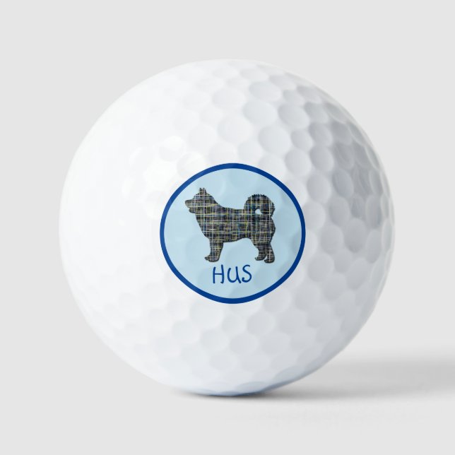 Balles De Golf Husky Siberian Chien Silhouette Monogramme Grille  (Recto)