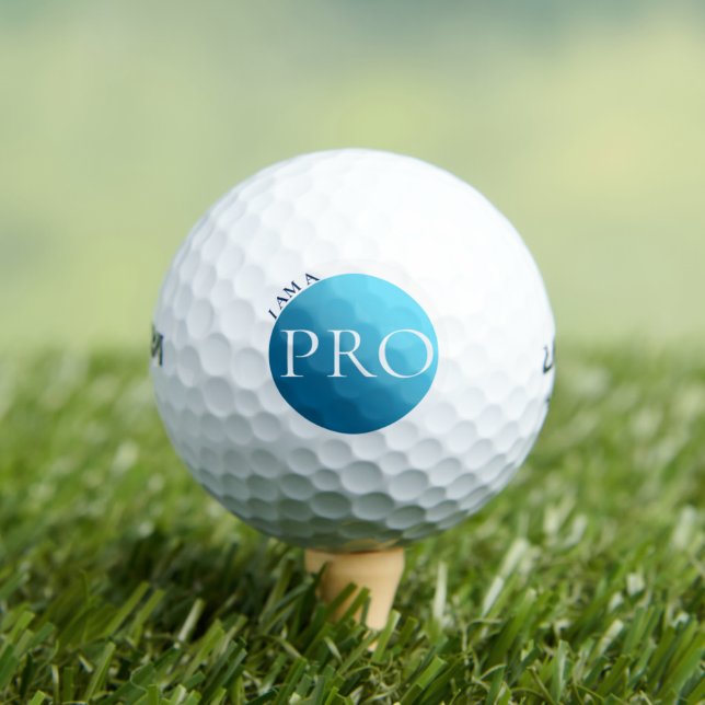 Balles De Golf  I AM A PRO - Custom Blue Golf Ball (T-shirt Insitu)