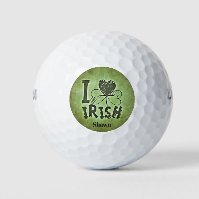 Balles De Golf I Heart Irlandais Shamrock Monogramme Initiales No (Devant)
