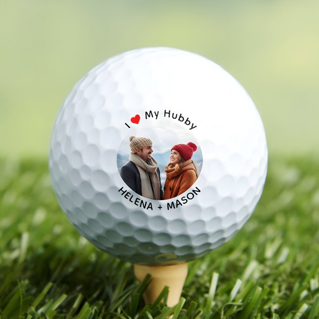 Balles De Golf I Love My Hubby Photo Personnalisable (Créateur téléchargé)
