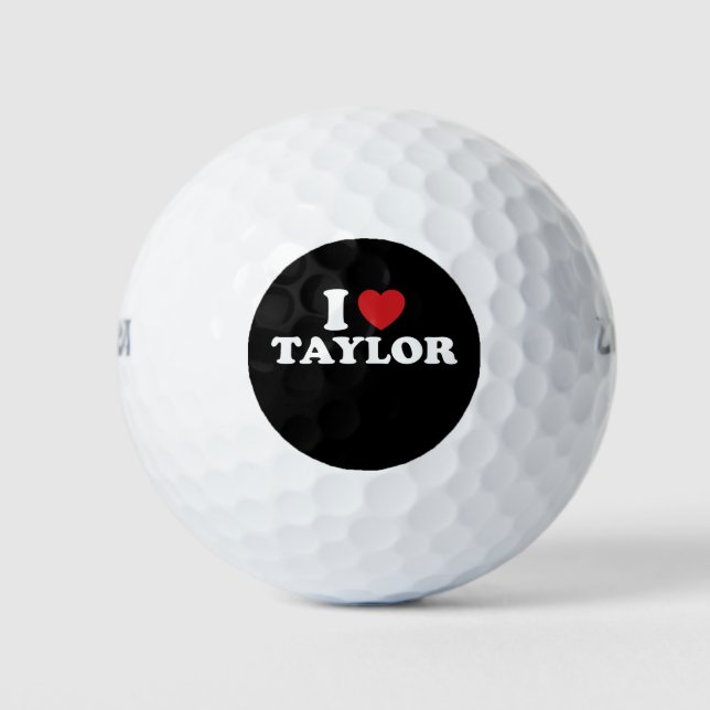 Balles De Golf I Love Taylor Nom I Heart Super (Devant)