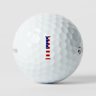 Balles De Golf I Monogramme superposé sur le drapeau américain tm