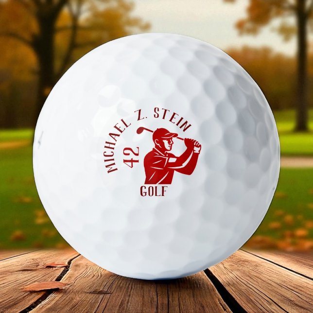Balles De Golf Icône de golfeur rouge, nom et âge (Créateur téléchargé)