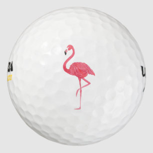Balles De Golf Illustration d'aquarelle Flamant rose rose