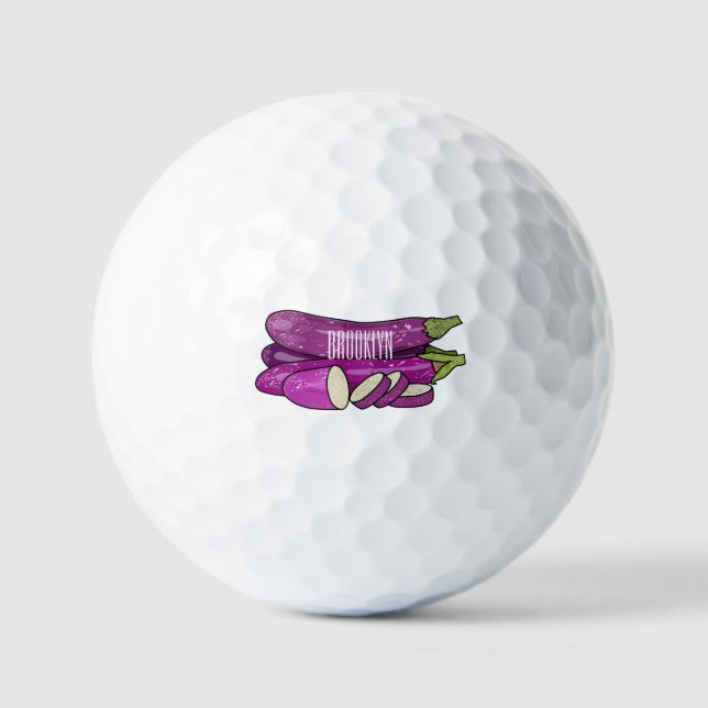 Balles De Golf Illustration d'aubergine (Recto)