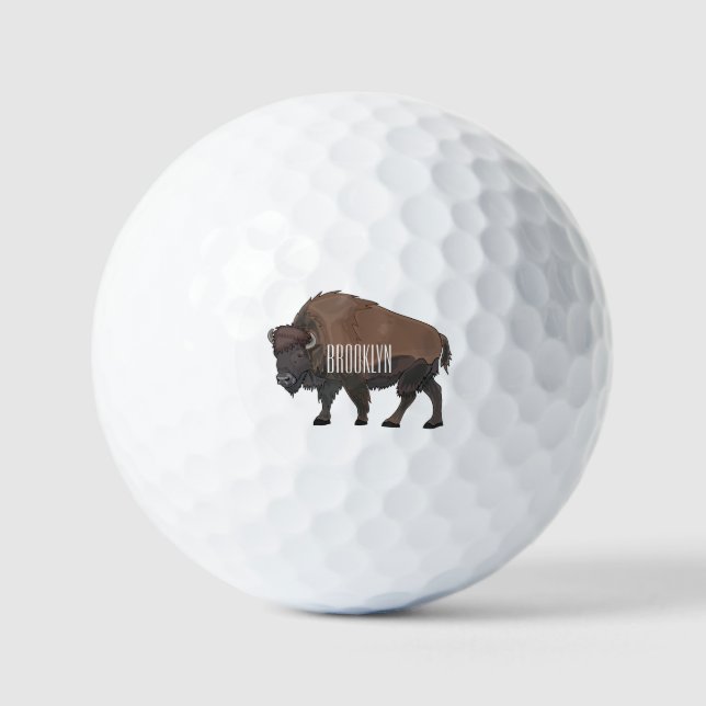 Balles De Golf Illustration de bison (Recto)